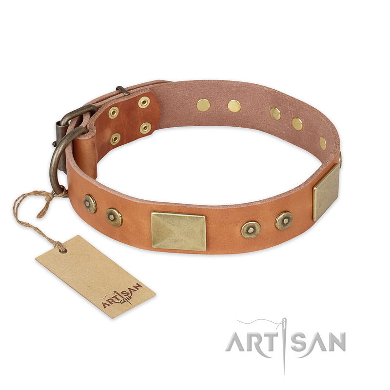"The Middle Ages" FDT Artisan Handcrafted Tan Leather Central Asian Shepherd Collar