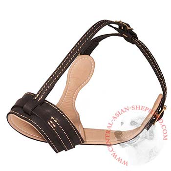 Leather Central Asian Shepherd Muzzle Padded with Nappa Leather